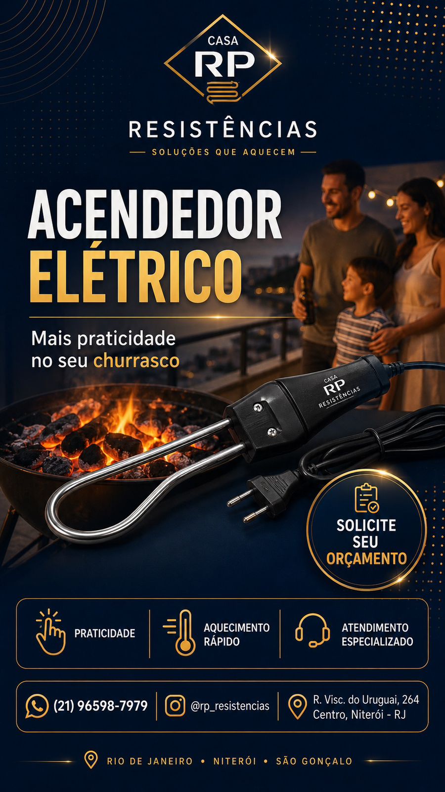 Acendedor elétrico Casa RP para churrasqueira