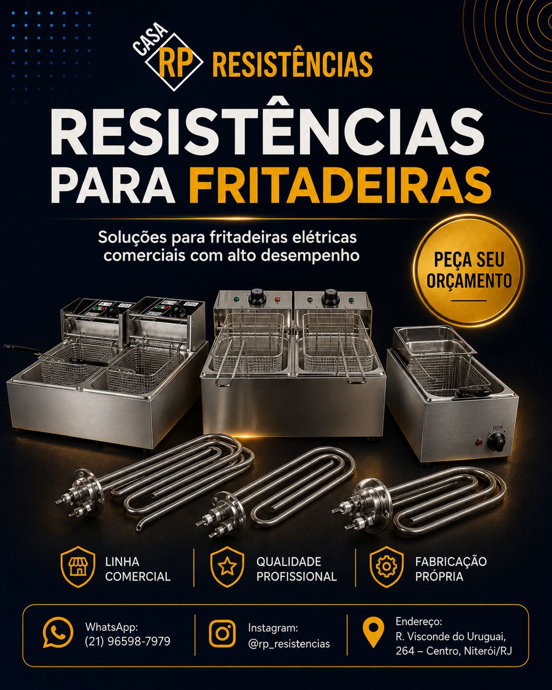Resistências para fritadeiras elétricas comerciais
