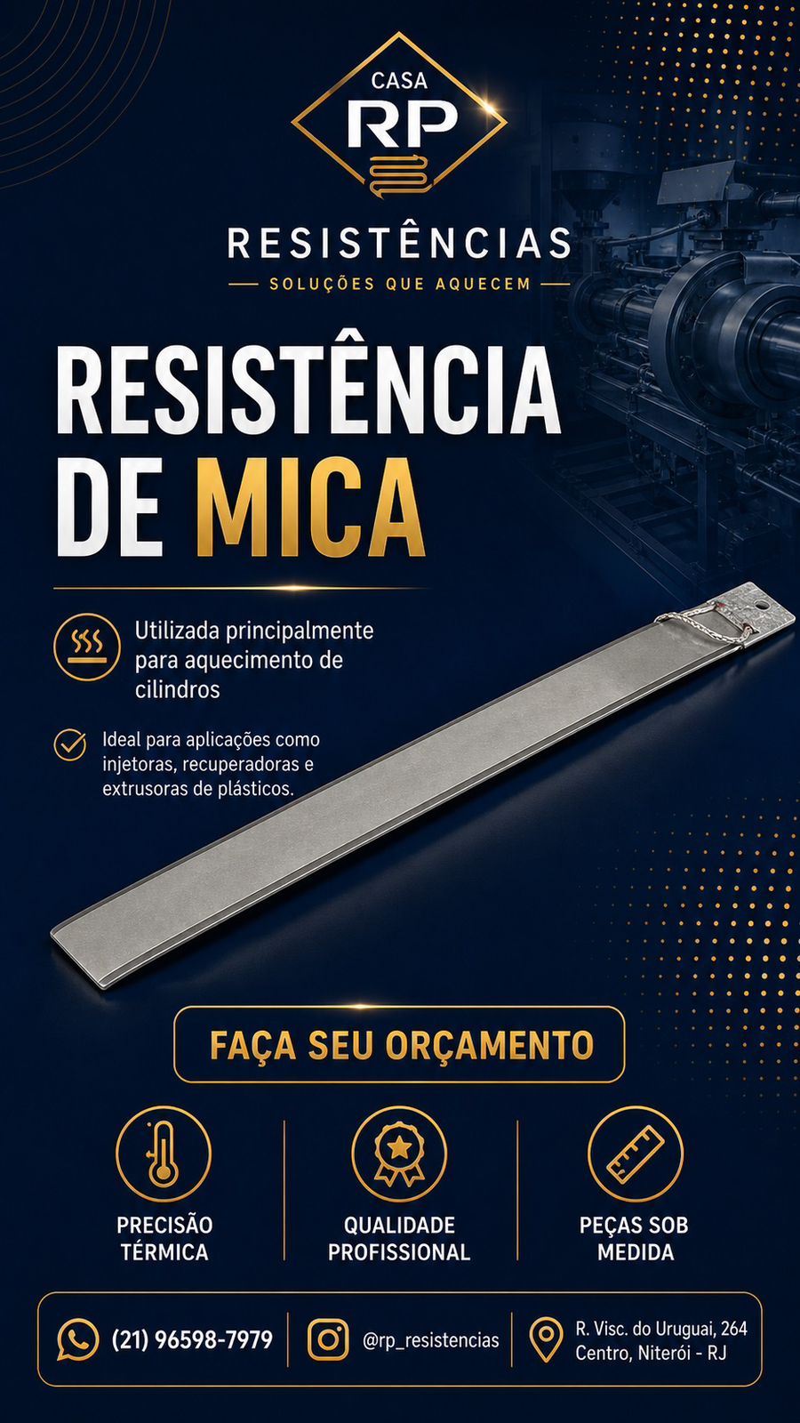 Resistência de mica para aquecimento de cilindros