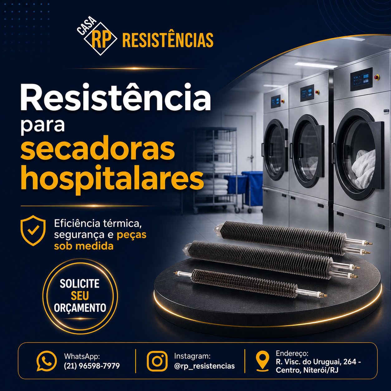 Resistências aletadas para secadoras hospitalares
