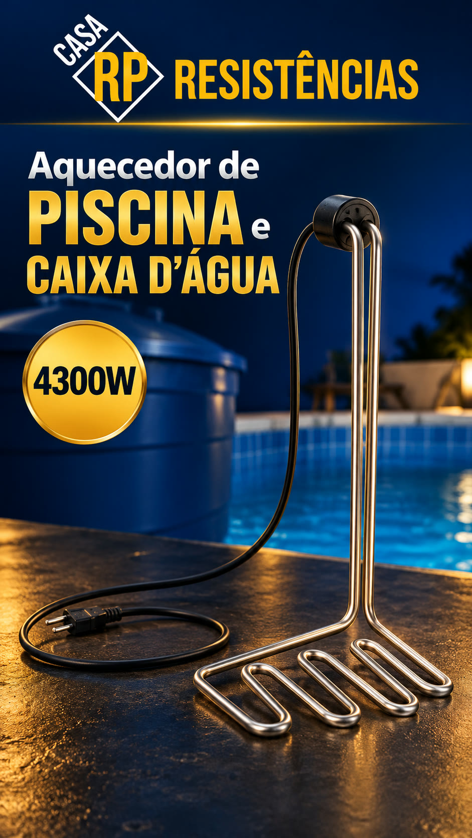 Aquecedor para PISCINA e CAIXA D'ÁGUA 💧 Água quentinha o ano todo — Casa RP Resistências, Niterói