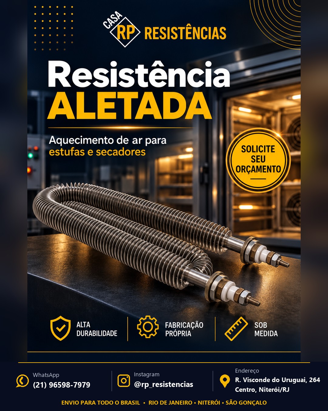 Resistência Aletada: Solução profissional para aquecimento de ar em estufas, secadores e… — Casa RP Resistências, Niterói