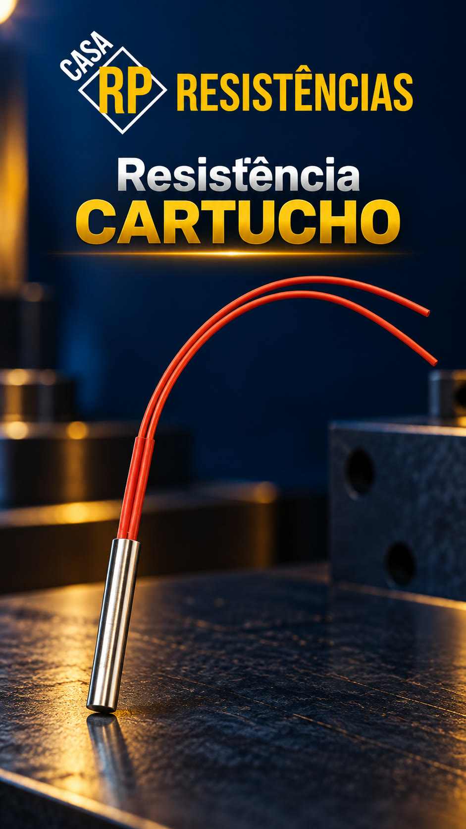 Resistência CARTUCHO ⚙️ Calor concentrado para moldes, blocos e máquinas — Casa RP Resistências, Niterói