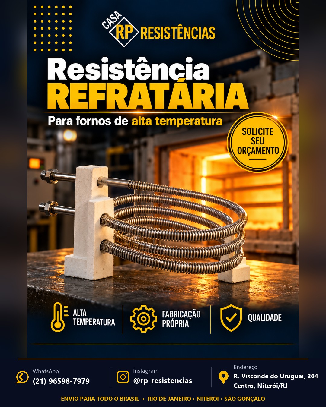 Resistência Refratária: Engenharia térmica de alta performance para seus fornos — Casa RP Resistências, Niterói